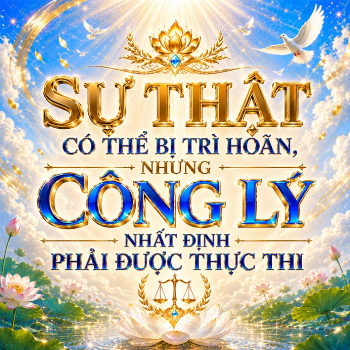 SỰ THẬT có thể bị trì hoãn nhưng CÔNG LÝ nhất định PHẢI ĐƯỢC THỰC THI