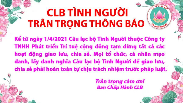 Câu lạc bộ Tình Người trân trọng thông báo